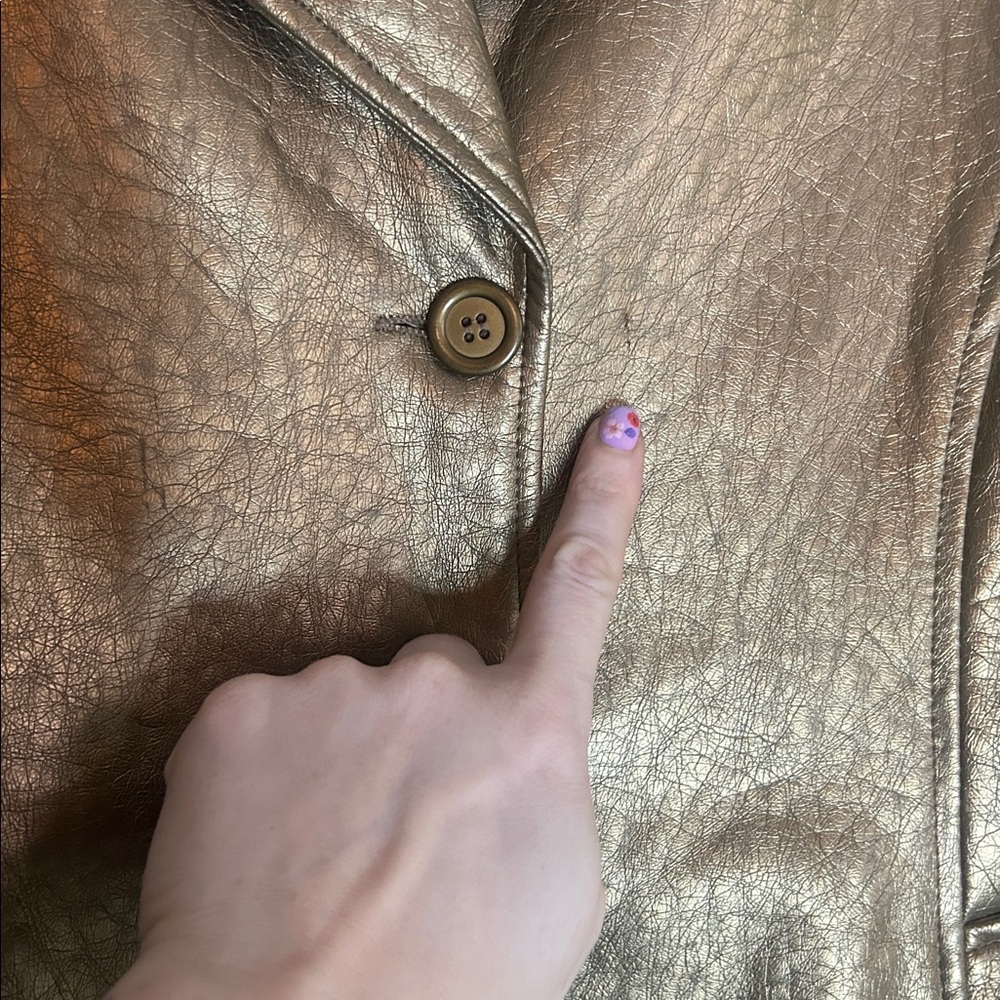 Vintage Metallic Gold Belted Blazer Jacket - Picture 6 of 7